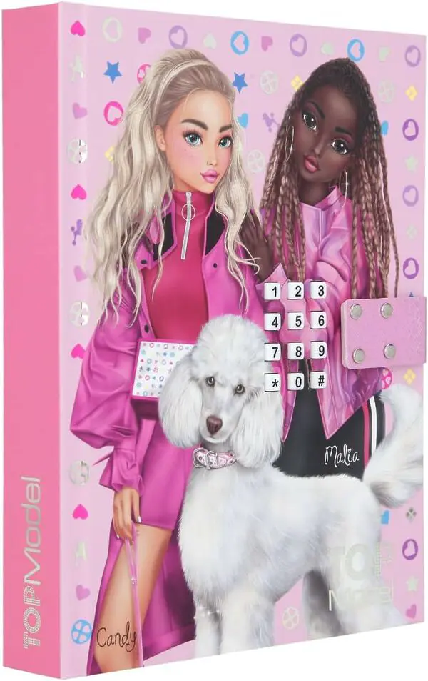 TOPModel - Geheimcode Tagebuch BLING BLING in Pink mit Pudel und Model-Aufdruck 