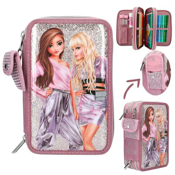 TOPModel 3-Fach Federtasche mit Glitzer Glitter Queen – Bild 2