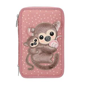TOPModel 3 Fach Federtasche Affen Applikation JUICY