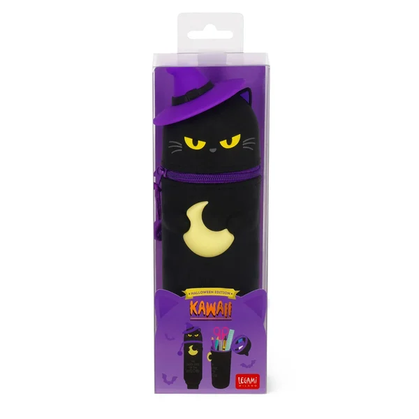 2-in-1-Federmäppchen aus weichem Silikon - Halloween - Schwarze Katze – Bild 3
