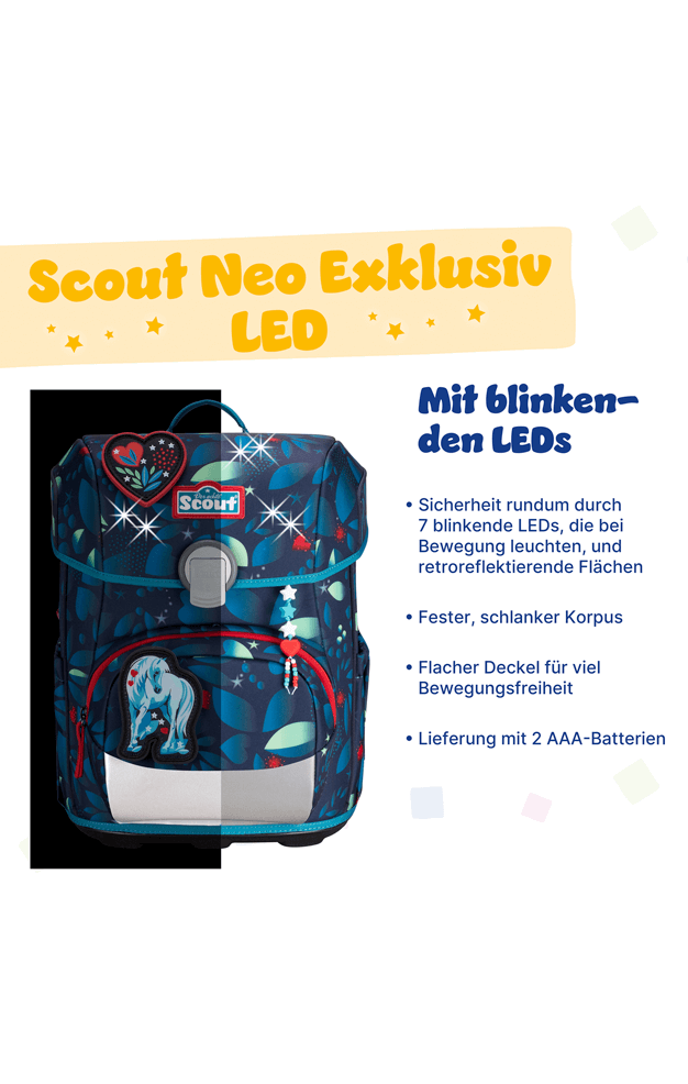 Scout Neo Exklusiv LED White Unicorn Schulranzen – Bild 3
