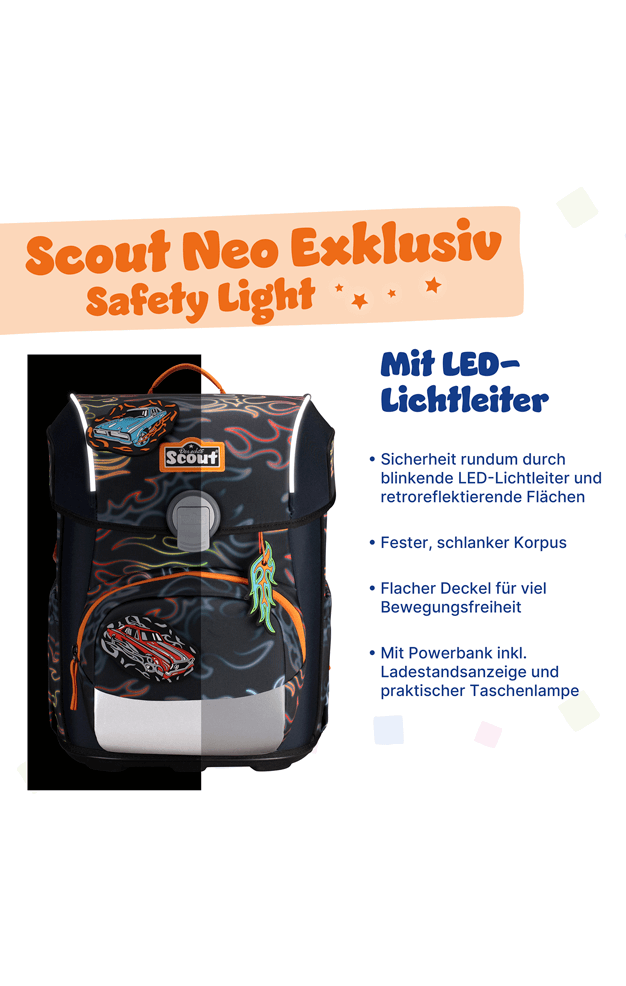 Scout Neo Exklusiv Safety Light Flames Schulranzen – Bild 14