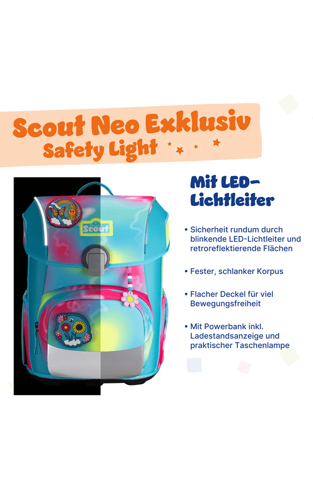 Scout Neo Exklusiv Safety Light Happy Rainbow Schulranzen – Bild 14