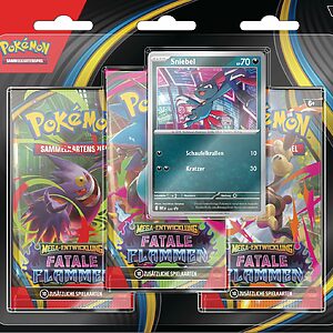 Pokémon-Sammelkartenspiel: 3er-Pack Mega-Entwicklung – Fatale Flammen: Sniebel