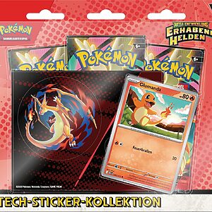 Pokémon: Tech-Sticker-Kollektion Mega-Entwicklung – Erhabene Helden: Glumanda