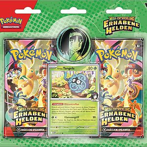 Pokémon: Kollektion Mega-Entwicklung – Erhabene Helden: Erika (1 holografische Promokarte, 1 Münze und 2 Boosterpacks)