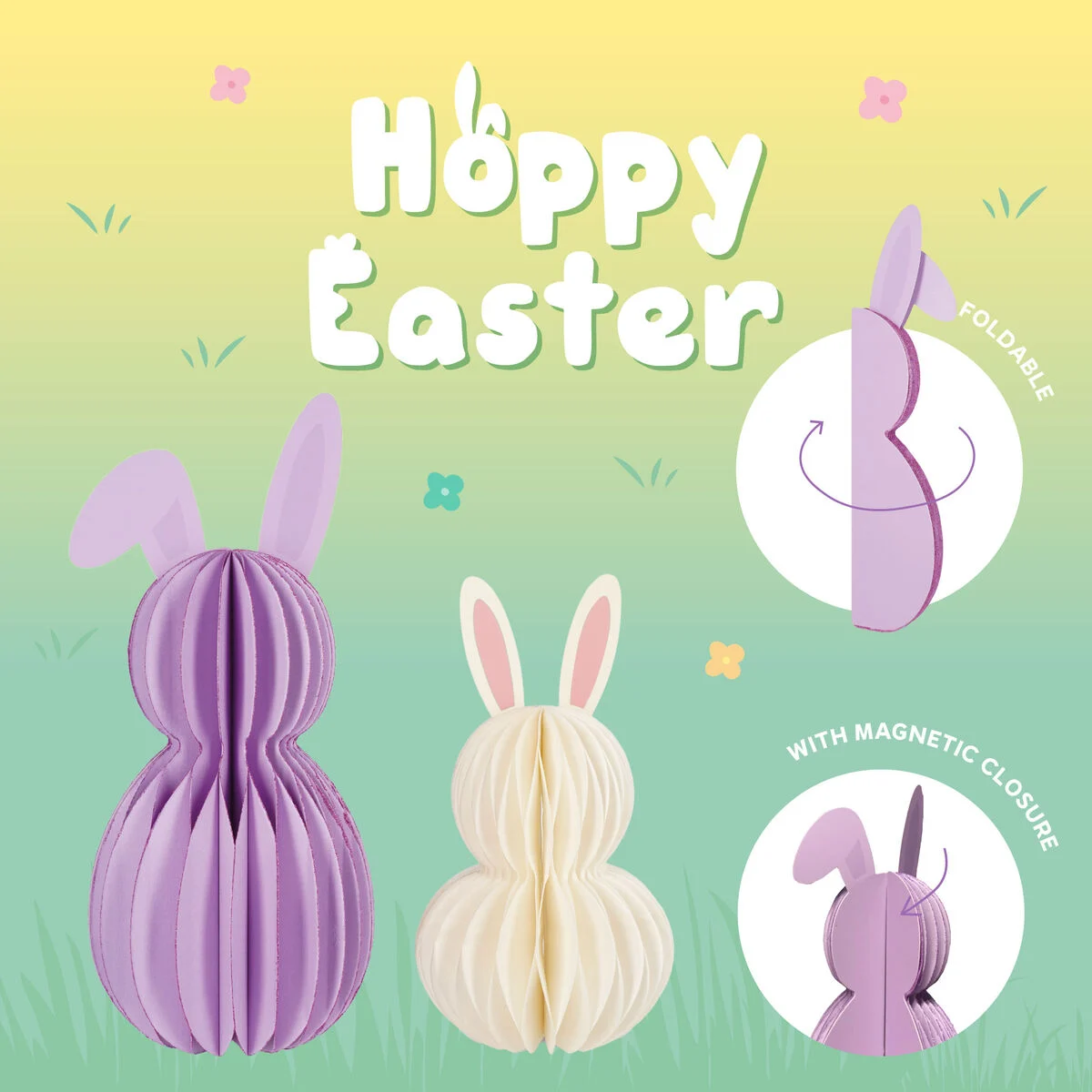 Legami Set mit 2 Faltbaren Häschen aus Papier - Hoppy Easter – Bild 2
