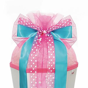 Roth Schultütenschleife Pink Dots