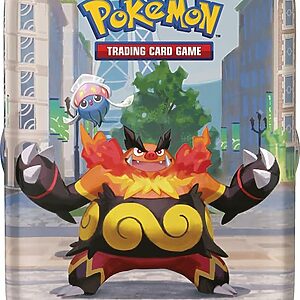 Pokémon-Sammelkartenspiel: Mini-Tin-Box Illumina City: Flambirex & Iscalar (2 Boosterpacks, 1 Bildkarte und 1 Stickerbogen)